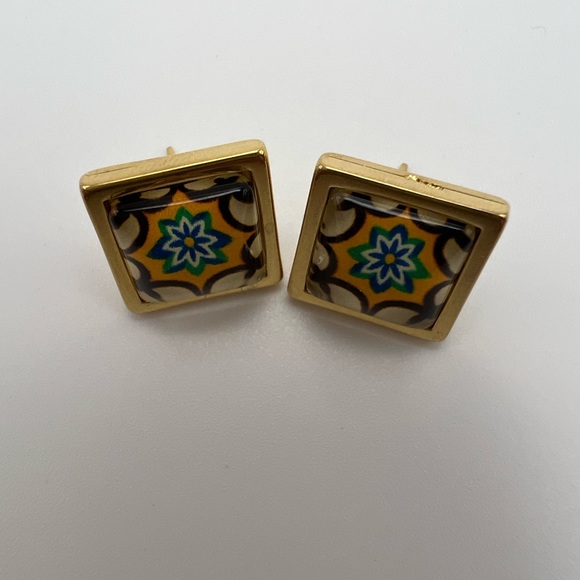 Elegant Boho Chic Stud Earring Set - Gold Square Trendy Stud Earrings - Picture 4 of 15